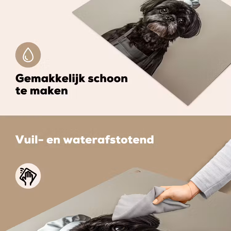 Kokskleding - Zwart - Hondje Inductie beschemer met haakjes klein -ky-schoon-nl