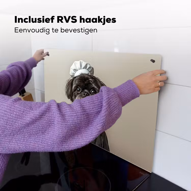Kokskleding - Zwart - Hondje Inductie beschemer met haakjes klein -ky-ophangen-nl