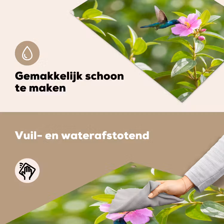 Kolibrie - Bloem - Natuur - Groen Inductie beschemer met haakjes klein -ky-schoon-nl