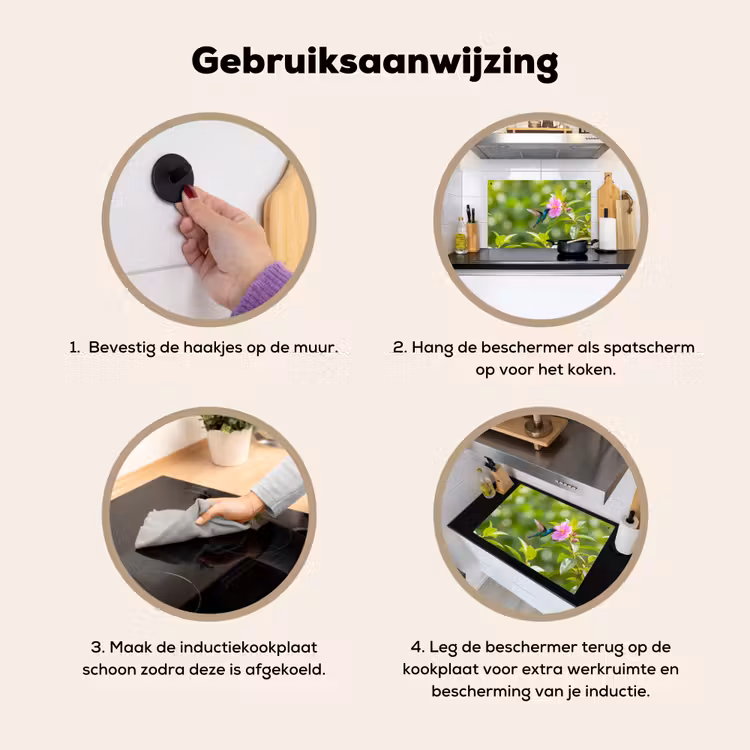 Kolibrie - Bloem - Natuur - Groen Inductie beschemer met haakjes klein -ky-gebruik-nl