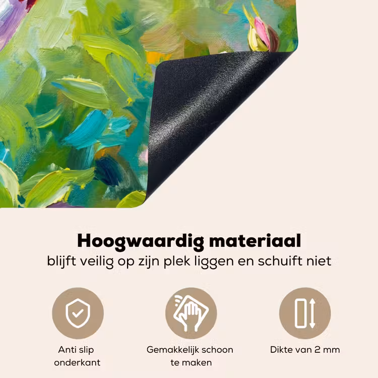 Kolibrie - Bloemen - Natuur - Kleurrijk Inductie beschemer met haakjes klein -ky-onderkant-nl