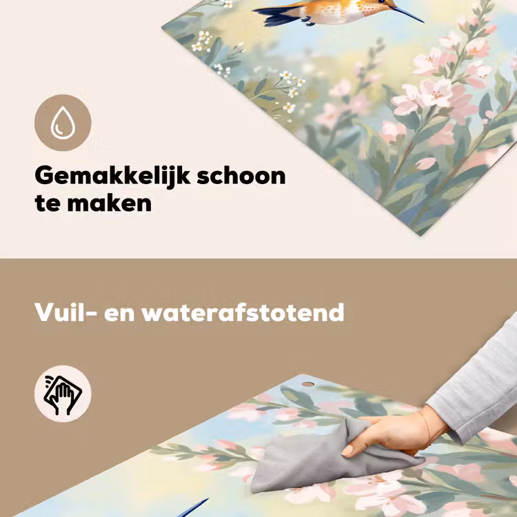 Kolibrie - Illustratie - Kleurrijk Inductie beschemer met haakjes klein -ky-schoon-nl