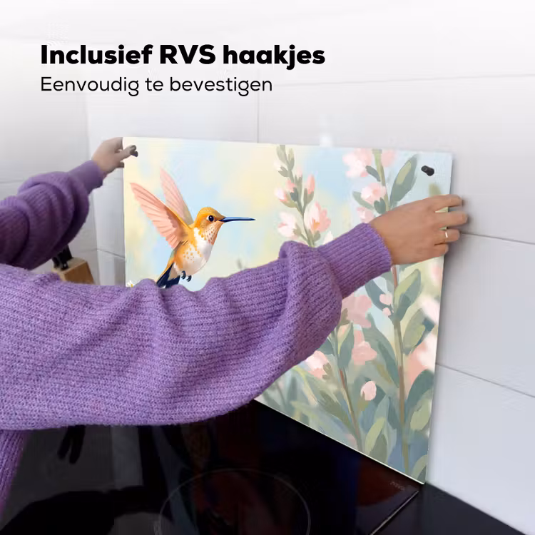 Kolibrie - Illustratie - Kleurrijk Inductie beschemer met haakjes klein -ky-ophangen-nl
