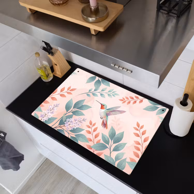 Kolibrie - Vliegen - Natuur - Illustratie - Kleurrijk Inductie beschemer met haakjes klein -sfeer1