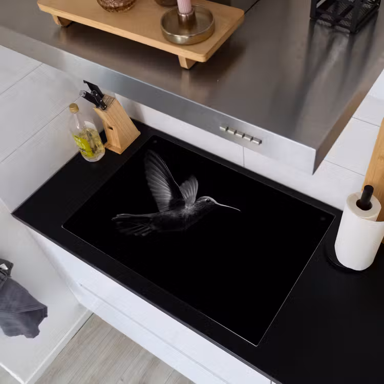 Kolibrie - Zwart - Dieren Inductie beschemer met haakjes klein -sfeer1