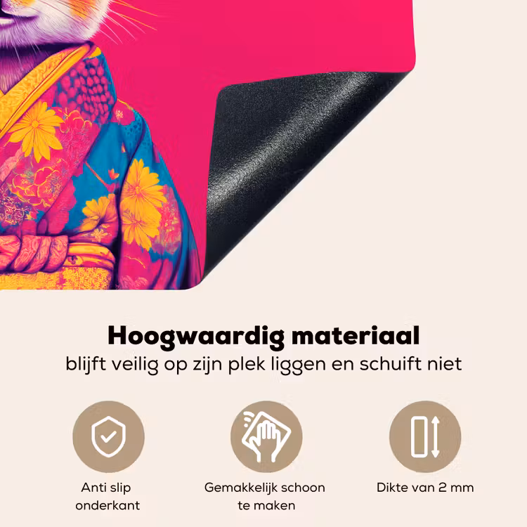 Konijn - Bloemen - Kleurrijk - Kimono Inductie beschemer met haakjes klein -ky-onderkant-nl