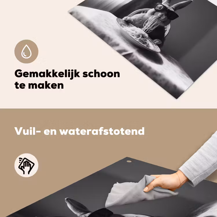 Konijn - Bunny - Zonnebril - Tafelkleed - Pasta - Schattig Inductie beschemer met haakjes klein -ky-schoon-nl