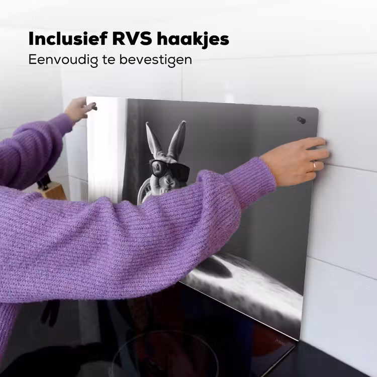 Konijn - Bunny - Zonnebril - Tafelkleed - Pasta - Schattig Inductie beschemer met haakjes klein -ky-ophangen-nl