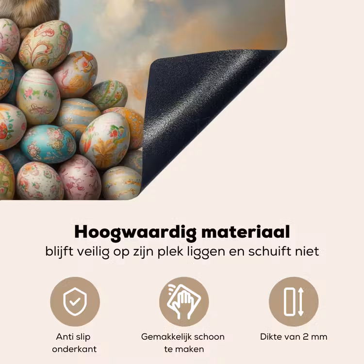 Konijn - Eieren - Kleurrijk Inductie beschemer met haakjes klein -ky-onderkant-nl