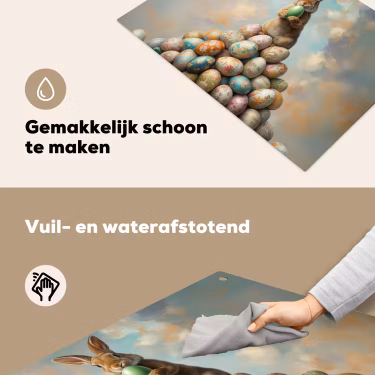 Konijn - Eieren - Kleurrijk Inductie beschemer met haakjes klein -ky-schoon-nl