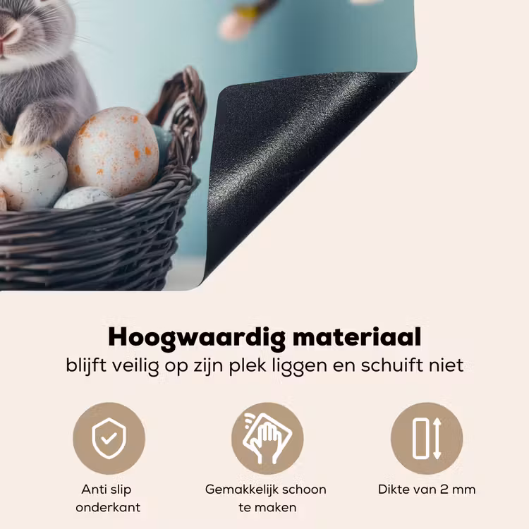 Konijn - Eieren - Mand Inductie beschemer met haakjes klein -ky-onderkant-nl