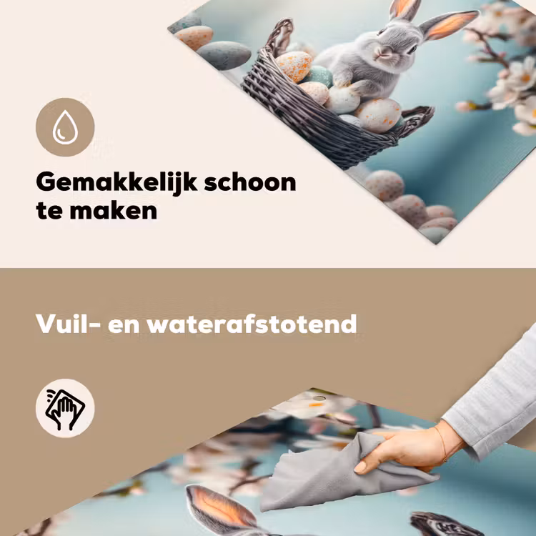 Konijn - Eieren - Mand Inductie beschemer met haakjes klein -ky-schoon-nl