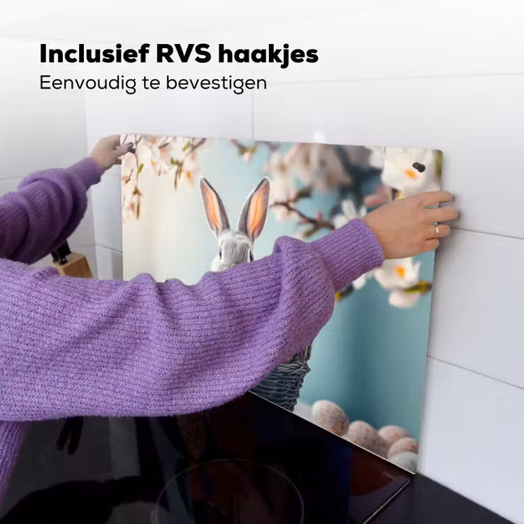 Konijn - Eieren - Mand Inductie beschemer met haakjes klein -ky-ophangen-nl