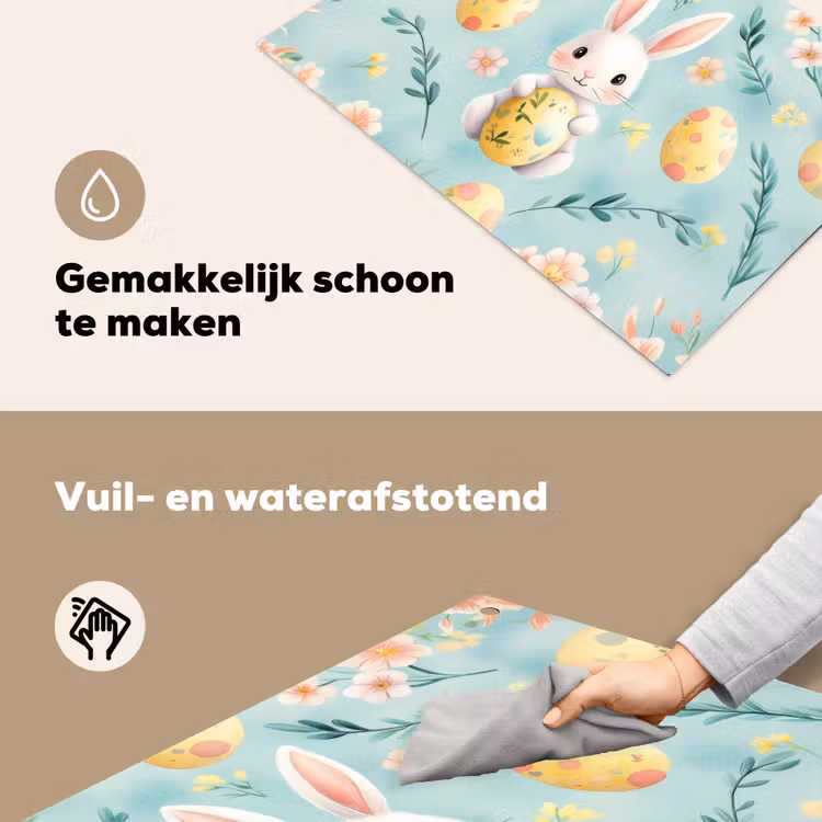 Konijn - Eieren - Takjes Inductie beschemer met haakjes klein -ky-schoon-nl