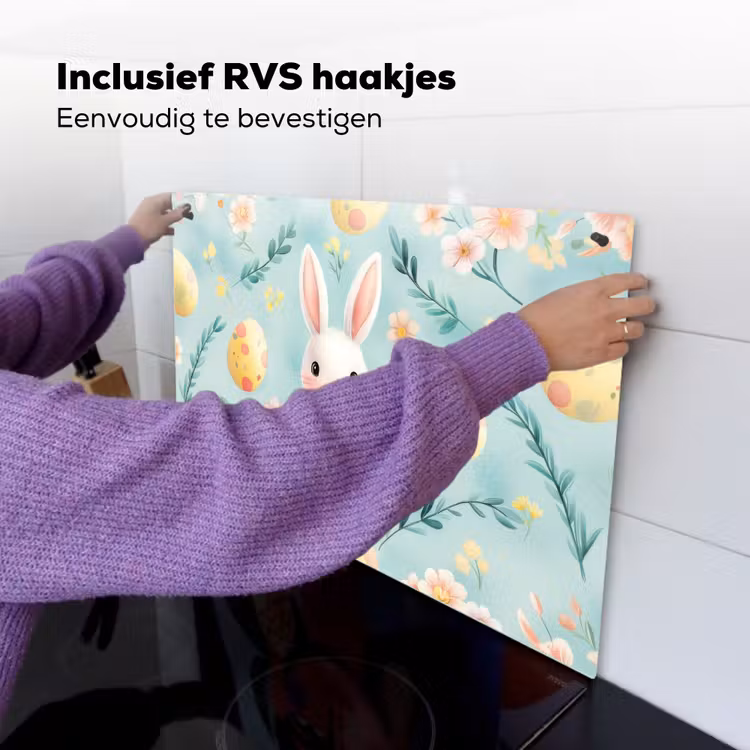 Konijn - Eieren - Takjes Inductie beschemer met haakjes klein -ky-ophangen-nl