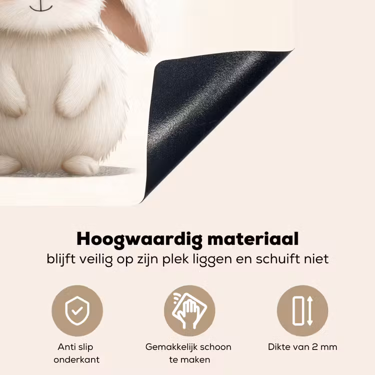 Konijn - Muts - Oren - Beige Inductie beschemer met haakjes middel -ky-onderkant-nl
