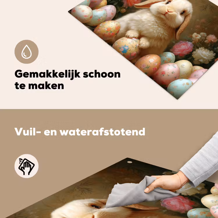 Konijn - Paaseieren - Stilleven Inductie beschemer met haakjes klein -ky-schoon-nl
