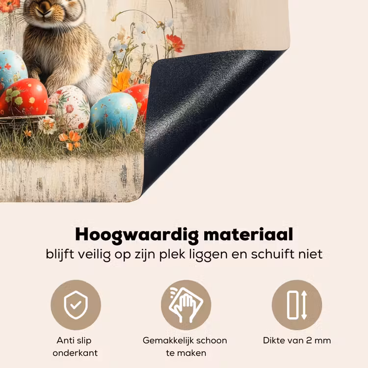 Konijnen - Bloemen - Eieren Inductie beschemer met haakjes klein -ky-onderkant-nl