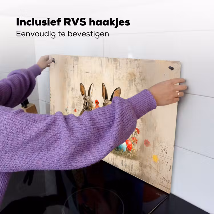 Konijnen - Bloemen - Eieren Inductie beschemer met haakjes klein -ky-ophangen-nl