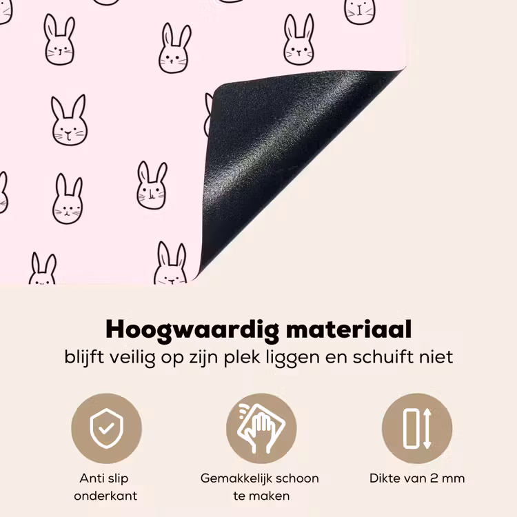 Konijnen - Minimalistisch - Roze Inductie beschemer met haakjes klein 777 -ky-onderkant-nl