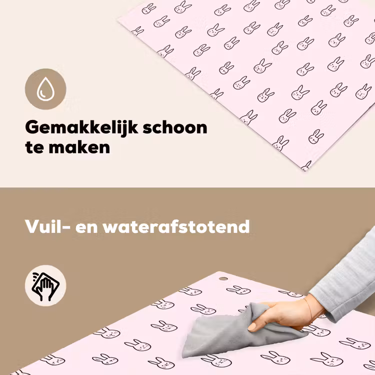 Konijnen - Minimalistisch - Roze Inductie beschemer met haakjes klein 777 -ky-schoon-nl