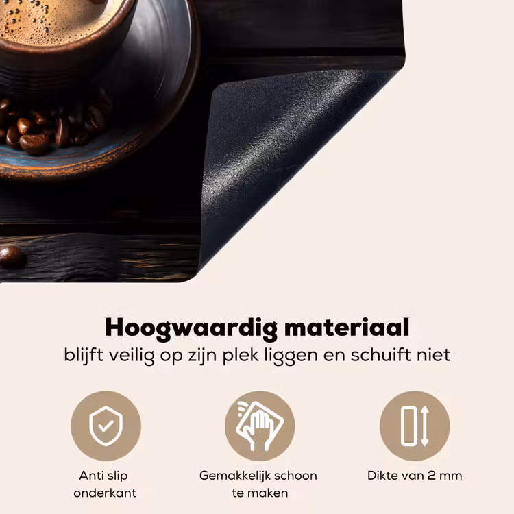 Kop - Koffie - Hout - Bonen Inductie beschemer met haakjes klein -ky-onderkant-nl
