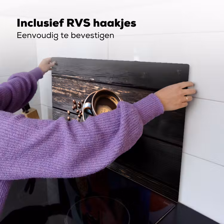 Kop - Koffie - Hout - Bonen Inductie beschemer met haakjes klein -ky-ophangen-nl