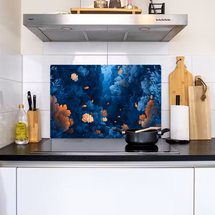 Koraalrif - Vissen - Oceaan - Blauw Inductie beschemer met haakjes klein -sfeer2