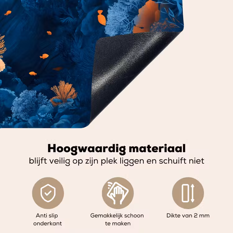Koraalrif - Vissen - Oceaan - Blauw Inductie beschemer met haakjes klein -ky-onderkant-nl