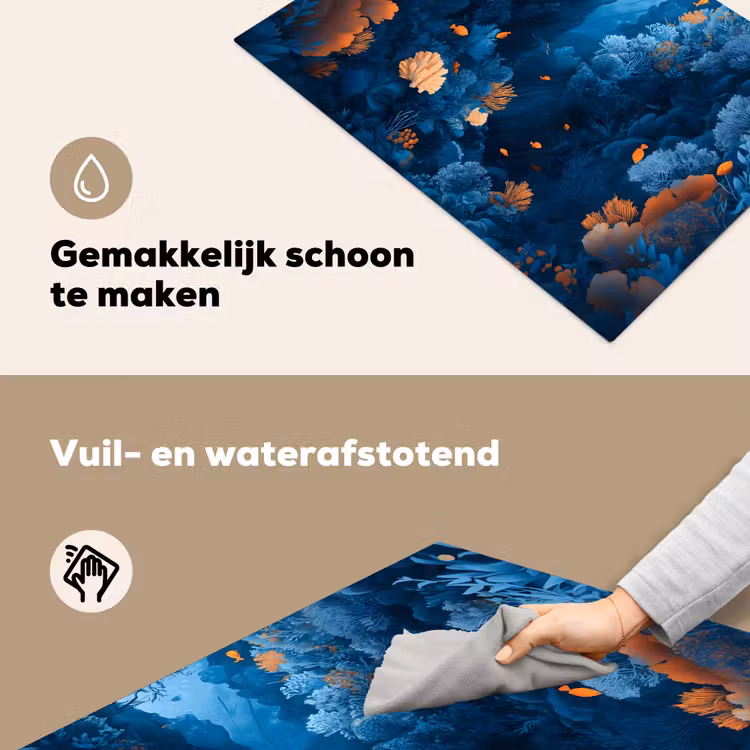 Koraalrif - Vissen - Oceaan - Blauw Inductie beschemer met haakjes klein -ky-schoon-nl