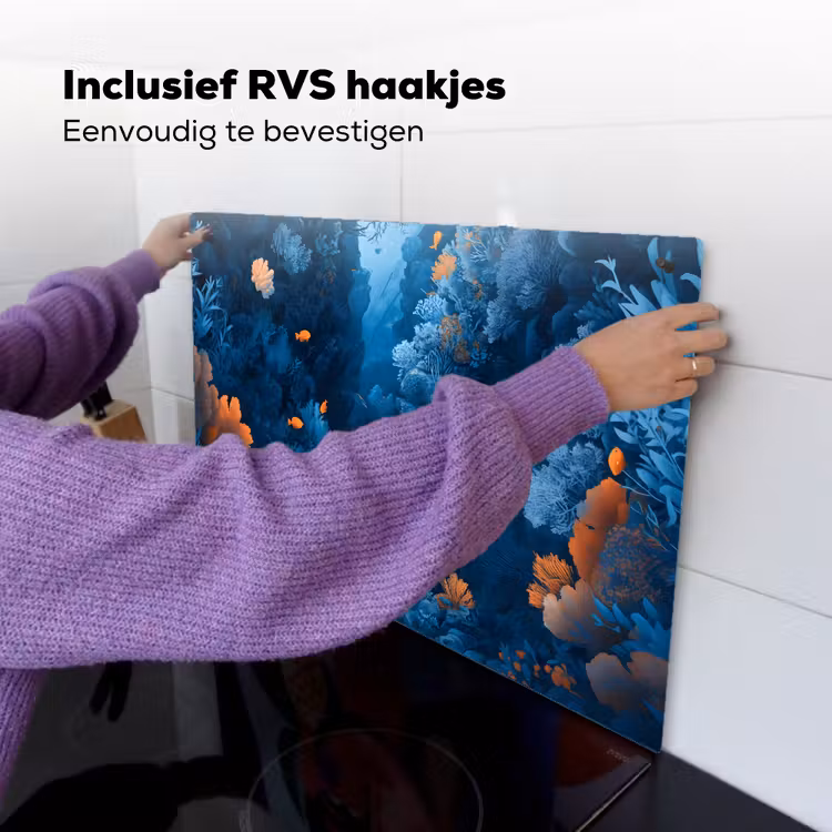 Koraalrif - Vissen - Oceaan - Blauw Inductie beschemer met haakjes klein -ky-ophangen-nl