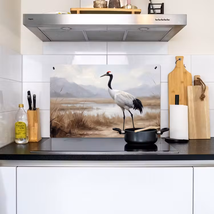 Kraanvogel - Natuur - Realistisch Inductie beschemer met haakjes klein -sfeer2