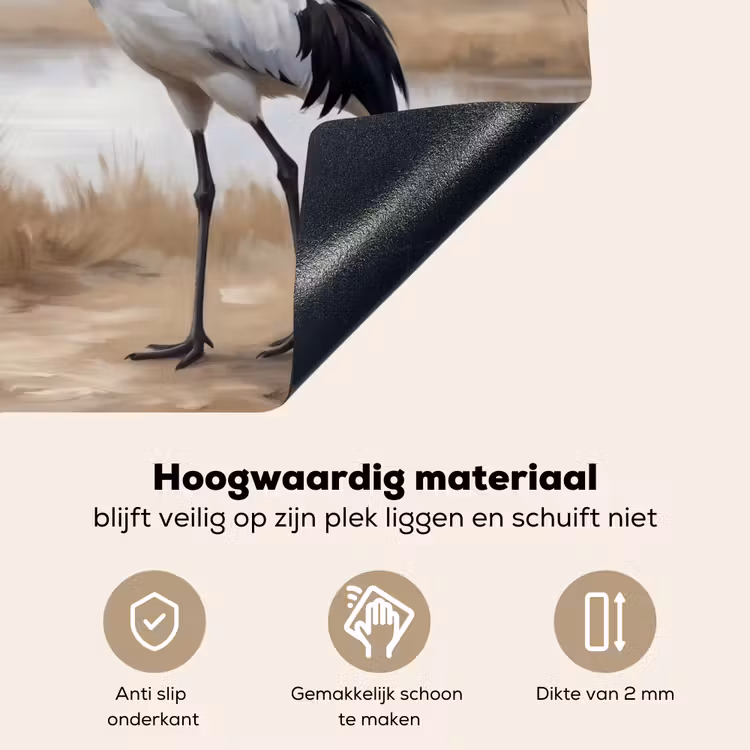 Kraanvogel - Natuur - Realistisch Inductie beschemer met haakjes klein -ky-onderkant-nl