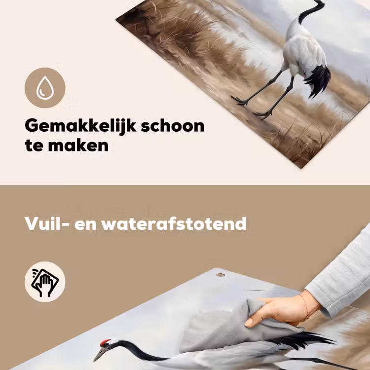 Kraanvogel - Natuur - Realistisch Inductie beschemer met haakjes klein -ky-schoon-nl