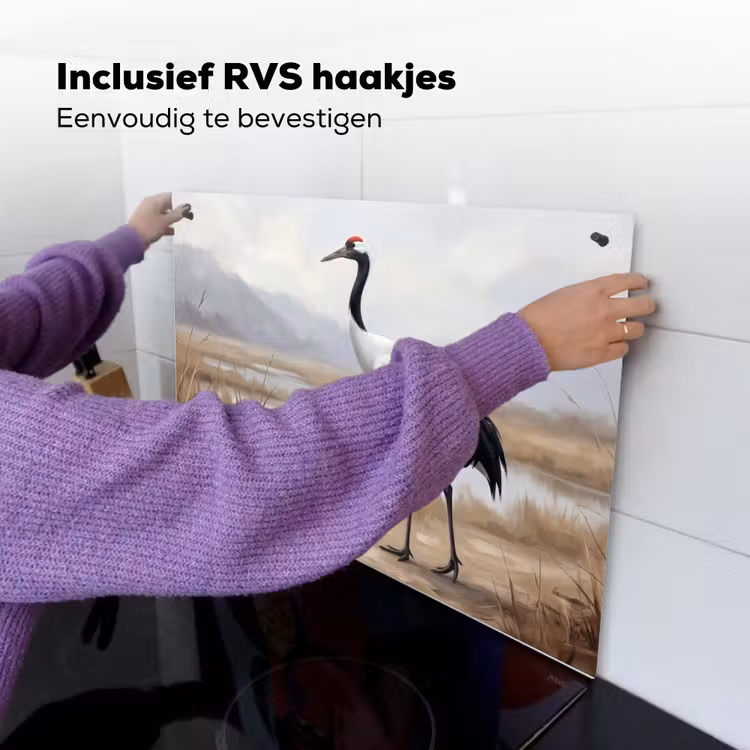 Kraanvogel - Natuur - Realistisch Inductie beschemer met haakjes klein -ky-ophangen-nl