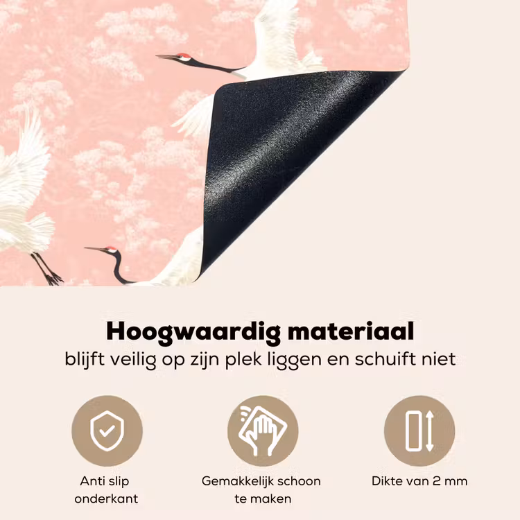 Kraanvogels - Bloesem - Roze Inductie beschemer met haakjes klein 777 -ky-onderkant-nl