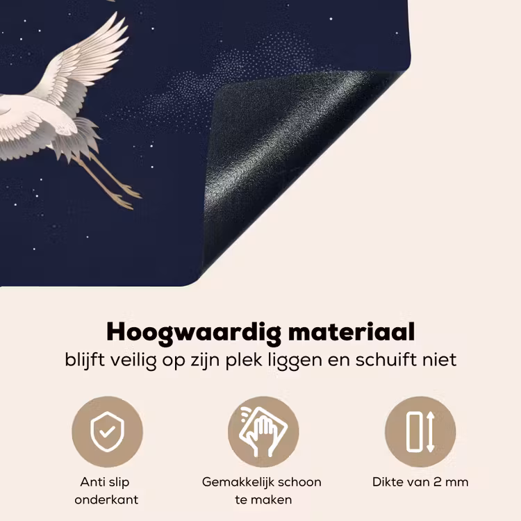 Kraanvogels - Nachthemel - Blauw Inductie beschemer met haakjes klein -ky-onderkant-nl