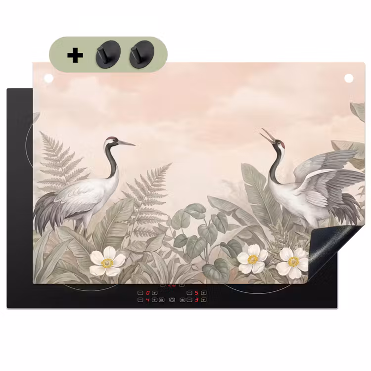 Kraanvogels - Natuur - Roze Inductie beschemer met haakjes klein -3d