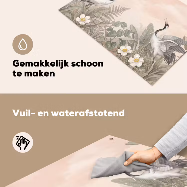 Kraanvogels - Natuur - Roze Inductie beschemer met haakjes klein -ky-schoon-nl
