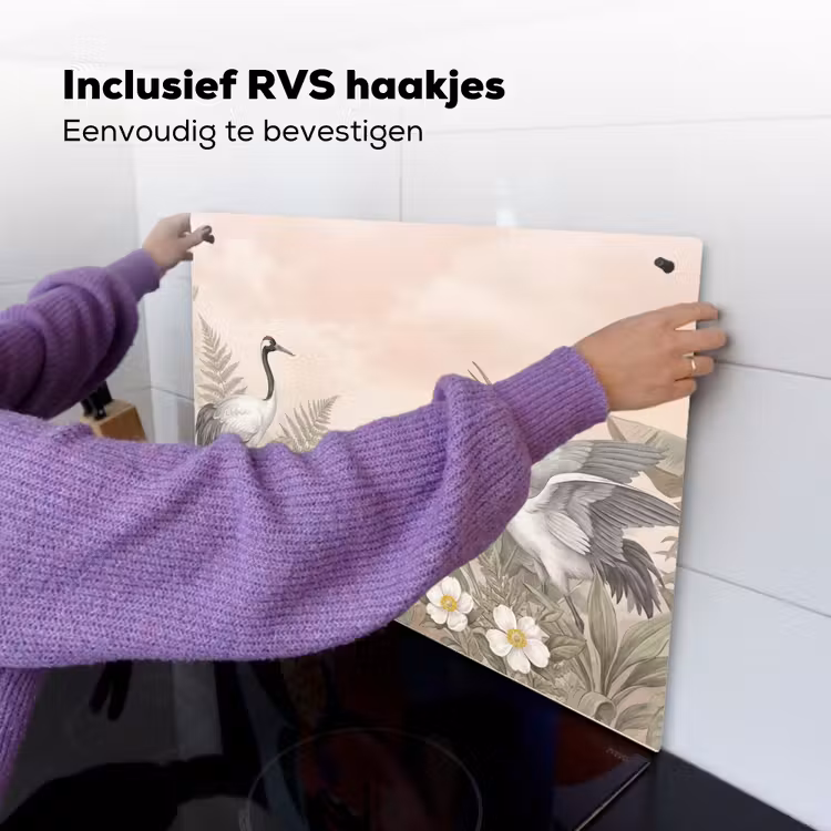 Kraanvogels - Natuur - Roze Inductie beschemer met haakjes klein -ky-ophangen-nl