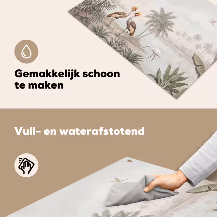 Kraanvogels - Palmbomen - Tropisch Inductie beschemer met haakjes klein -ky-schoon-nl