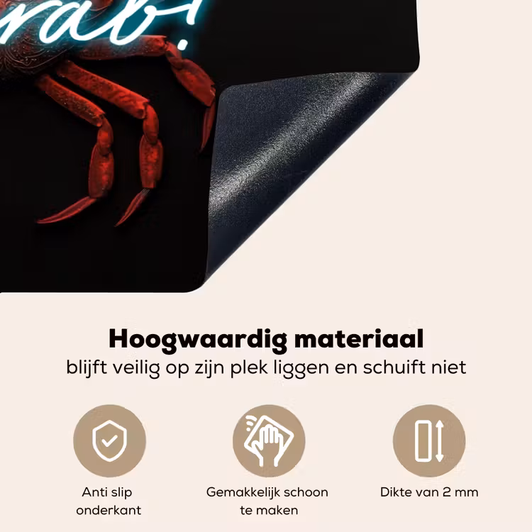 Krab - Rood - Neon - Quote Inductie beschemer met haakjes klein -ky-onderkant-nl