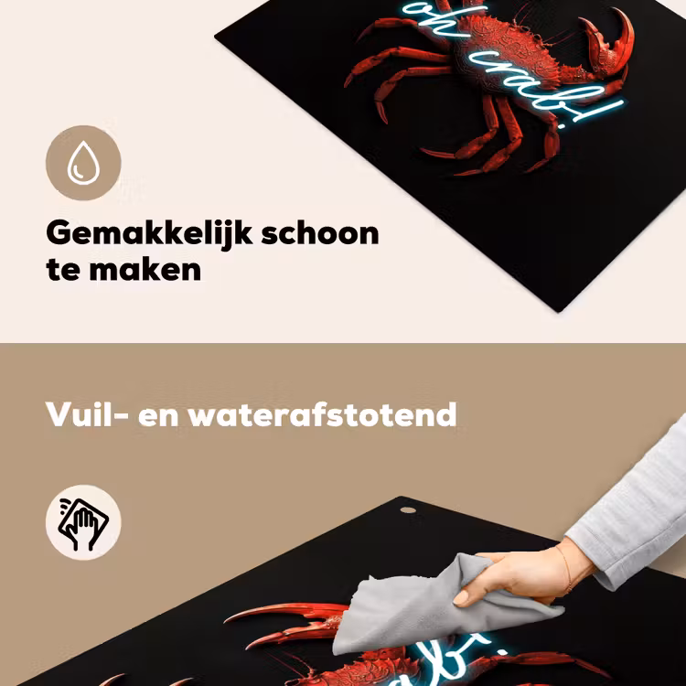 Krab - Rood - Neon - Quote Inductie beschemer met haakjes klein -ky-schoon-nl
