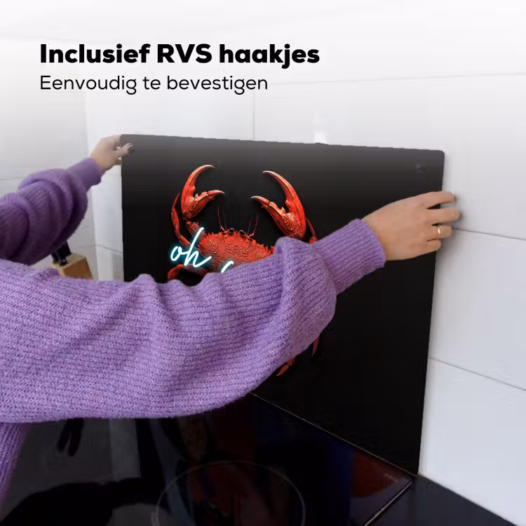 Krab - Rood - Neon - Quote Inductie beschemer met haakjes klein -ky-ophangen-nl