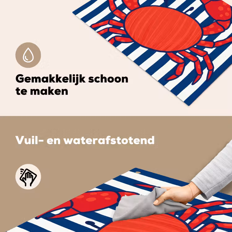 Krab - Strepen - Zeeleven - Illustratie - Rood Inductie beschemer met haakjes klein -ky-schoon-nl