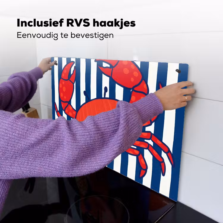 Krab - Strepen - Zeeleven - Illustratie - Rood Inductie beschemer met haakjes klein -ky-ophangen-nl