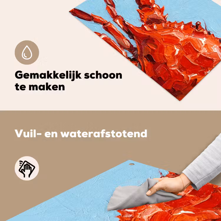 Krab - Zee - Dieren - Abstract - Rood Inductie beschemer met haakjes klein -ky-schoon-nl