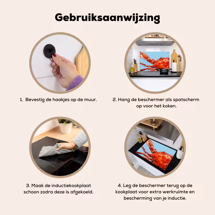 Krab - Zee - Dieren - Abstract - Rood Inductie beschemer met haakjes klein -ky-gebruik-nl