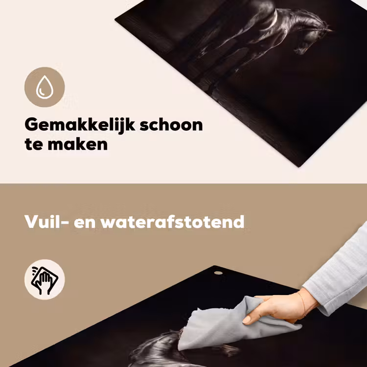 Krachtig - Paard - Donker Inductie beschemer met haakjes klein -ky-schoon-nl