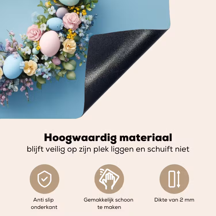 Krans - Eieren - Bloemen Inductie beschemer met haakjes klein -ky-onderkant-nl